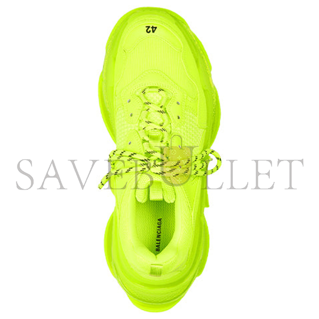 BALENCIAGA TRIPLE S MESH AND FAUX LEATHER TRAINERS IN FLUO YELLOW 541624W2FF17320