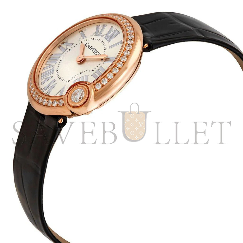 CARTIER BALLON BLANC DE CARTIER SILVER DIAL BLACK LEATHER 30MM WJBL0005