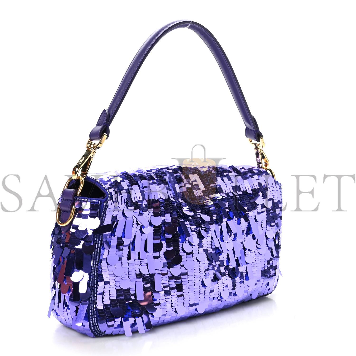 FENDI SEQUIN PAILLETTES SHINY NAPPA SEX AND THE CITY BAGUETTE VIOLA PURPLE RAIN (27*15*6cm)