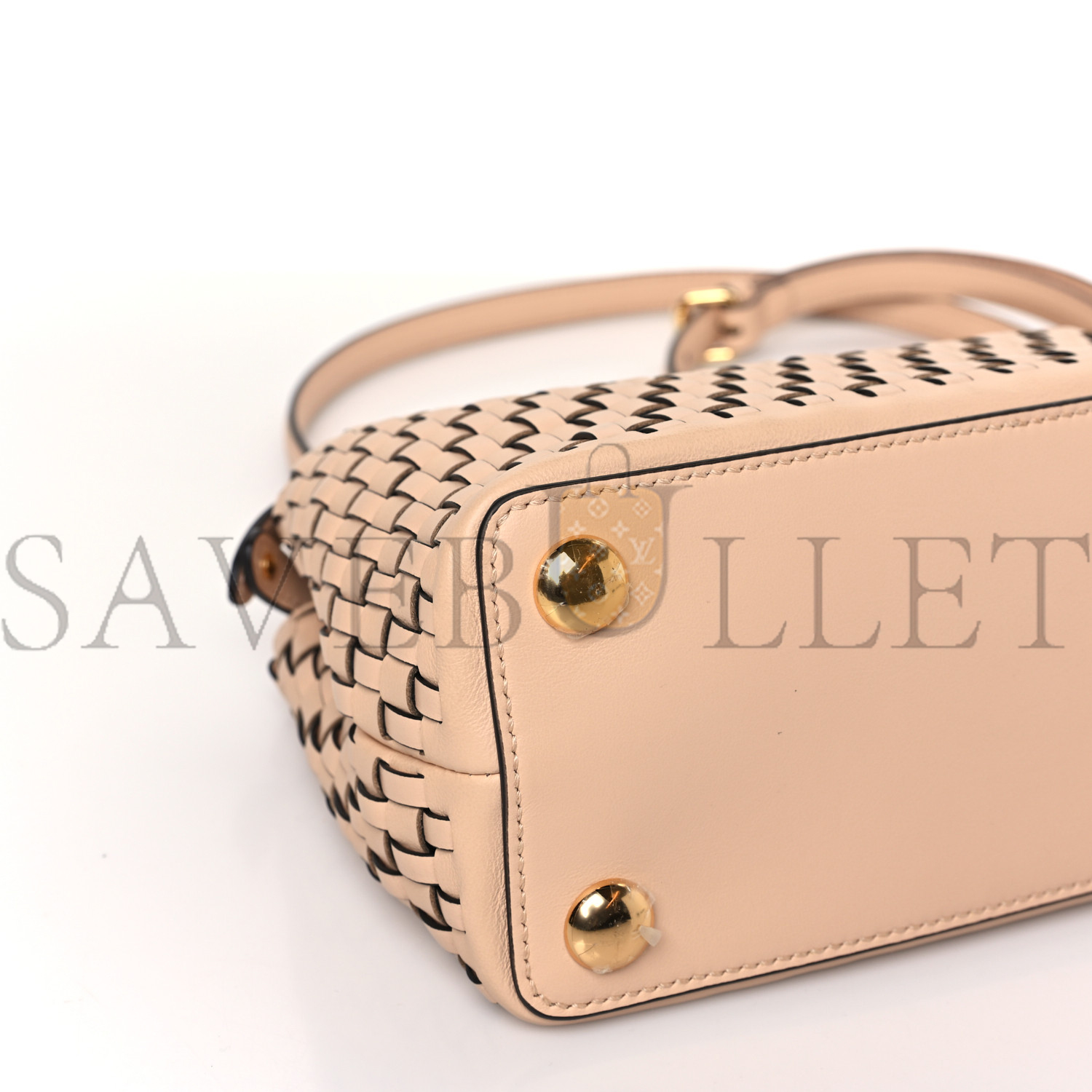 FENDI VITELLO GRACE INTRECCIO MINI PEEKABOO ICONIC SATCHEL LIGHT ROSE (23*18*10cm)