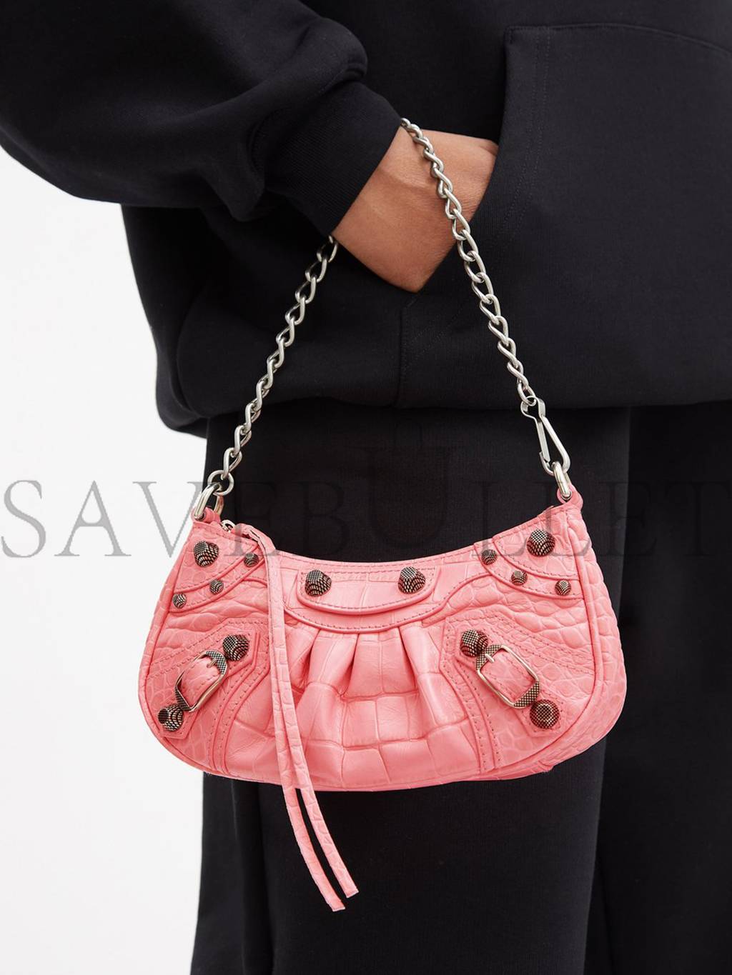 BALENCIAGA PINK LE CAGOLE MINI CROC-EFFECT LEATHER SHOULDER BAG MATCHESFASHION US (20*10*3.5cm)