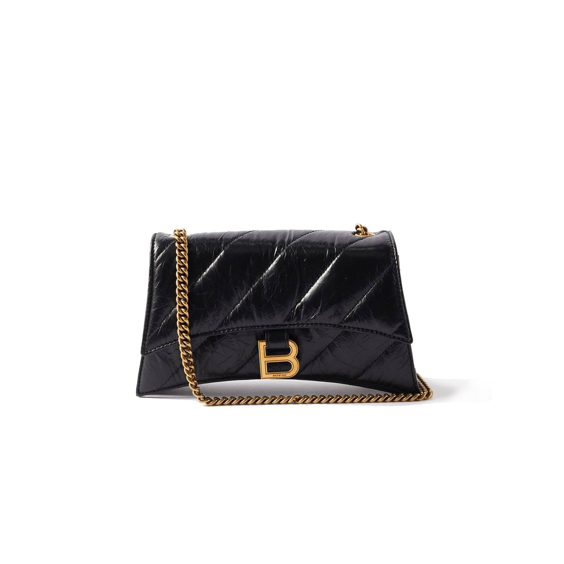 BALENCIAGA BLACK CRUSH XS QUILTED-LEATHER CROSS-BODY BAG MATCHESFASHION US (21.5*11*5cm)