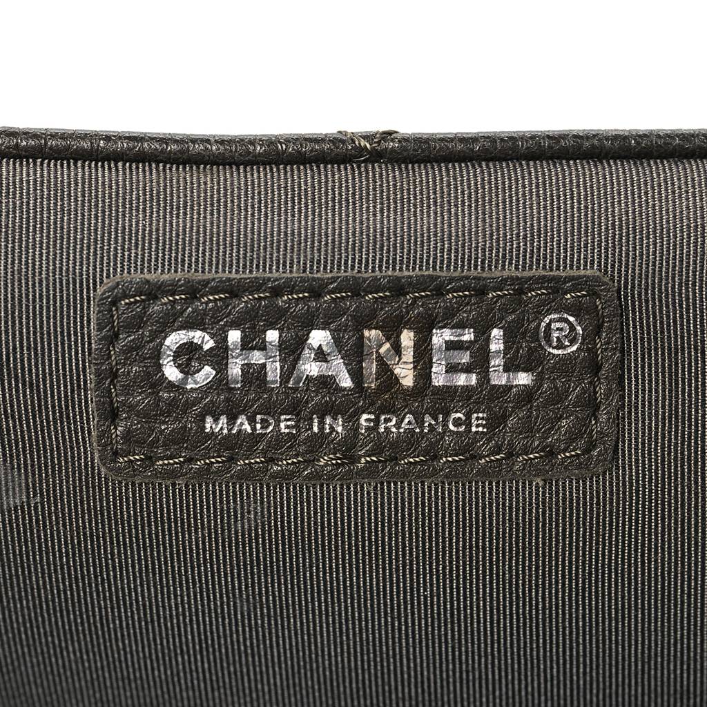 CHANEL CALFSKIN QUILTED XXL TRAVEL FLAP BAG KHAKI SILVER HARDWARE (46*28*14cm)