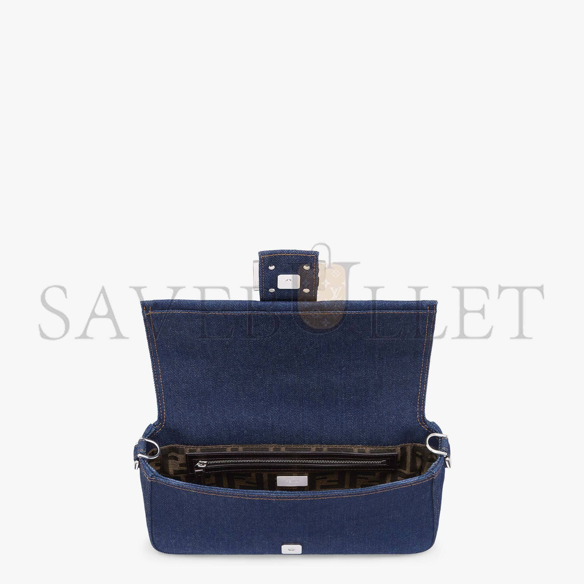 FENDI BAGUETTE - RE-EDITION BAG IN BLUE DENIM 8BR600AL9WF0KR1 (27*15*6cm)