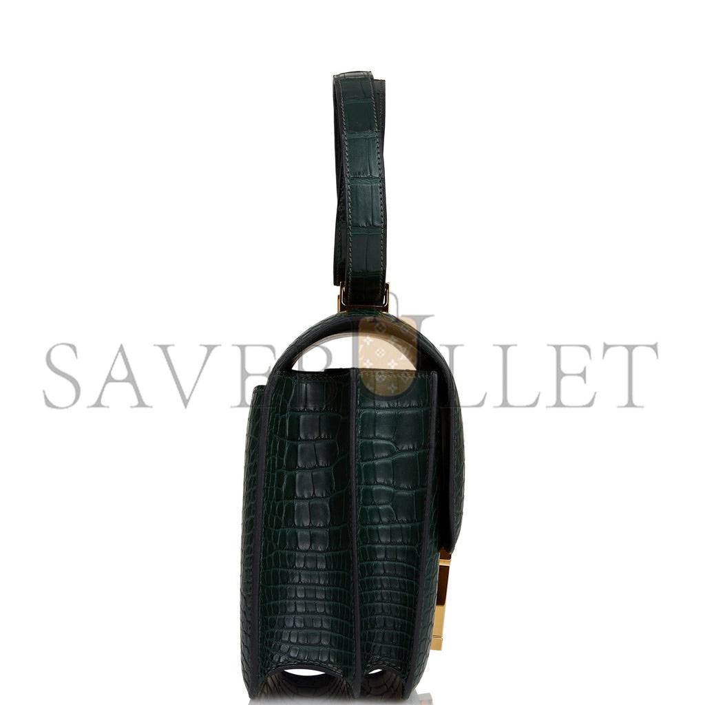 HERMES CONSTANCE 24 VERT FONCE MATTE ALLIGATOR GOLD HARDWARE (24cm)