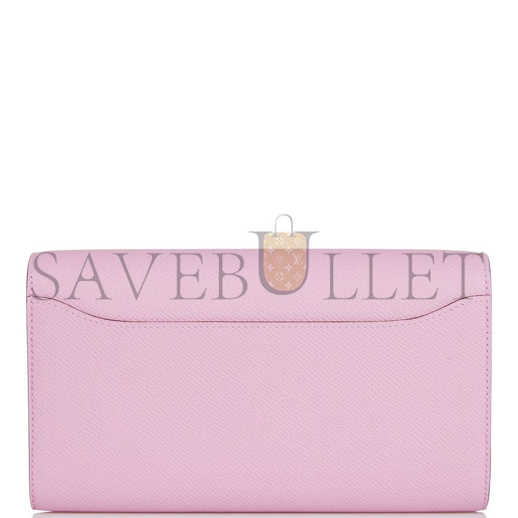 HERMES CONSTANCE WALLET TO GO MAUVE SYLVESTRE EPSOM PALLADIUM HARDWARE (22*11cm)