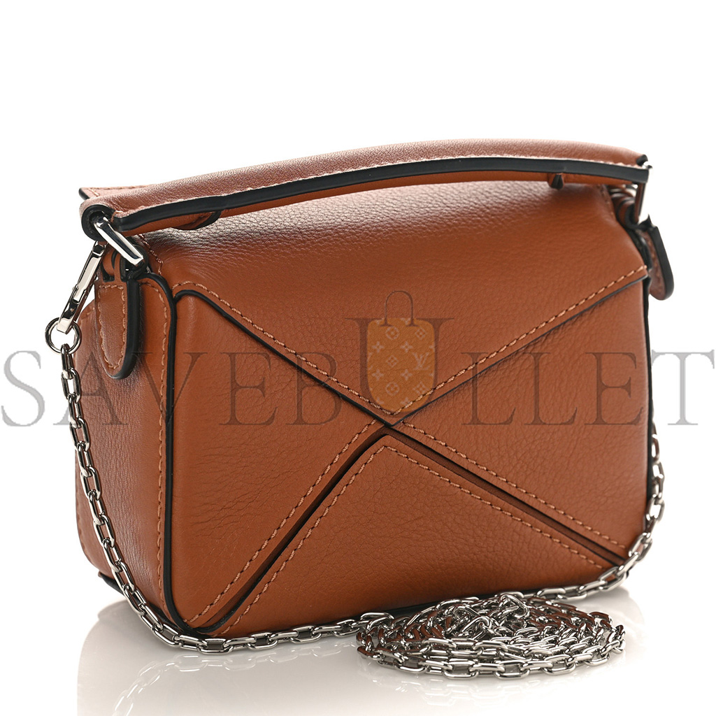 LOEWE CALFSKIN NANO PUZZLE BAG TAN (13*10*6cm)