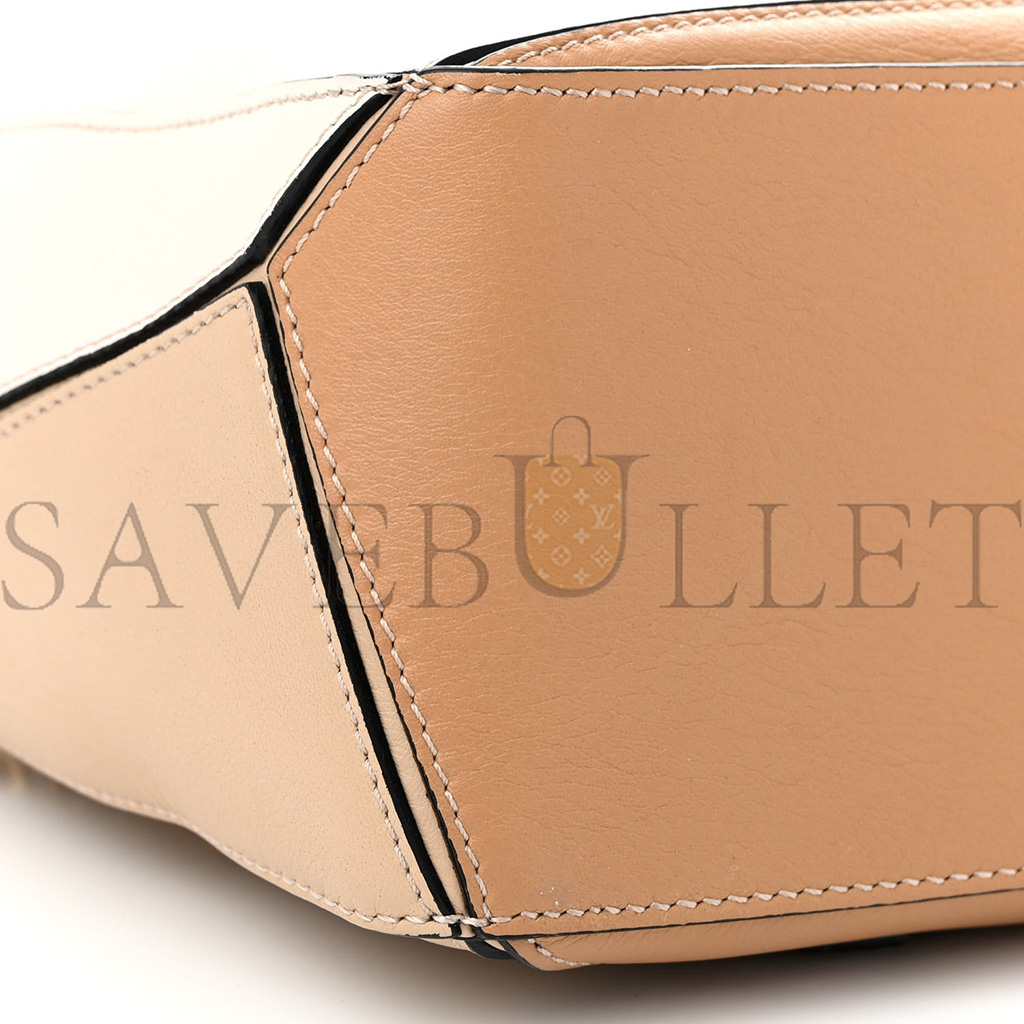 LOEWE CALFSKIN SMALL PUZZLE BAG DUSTY BEIGE SOFT WHITE (24*16.5*10.5cm)