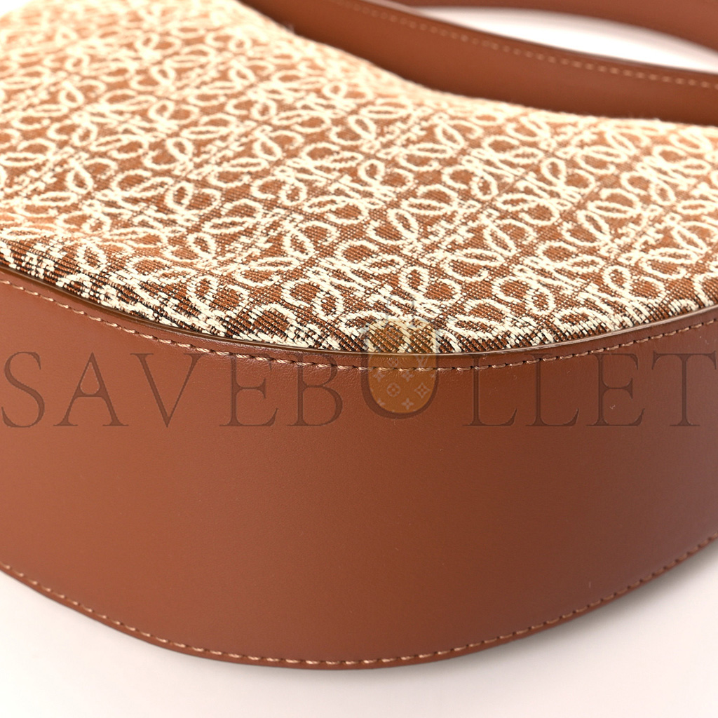 LOEWE  JACQUARD ANAGRAM CLALFSKIN LUNA BAG TAN (26*17*8cm)