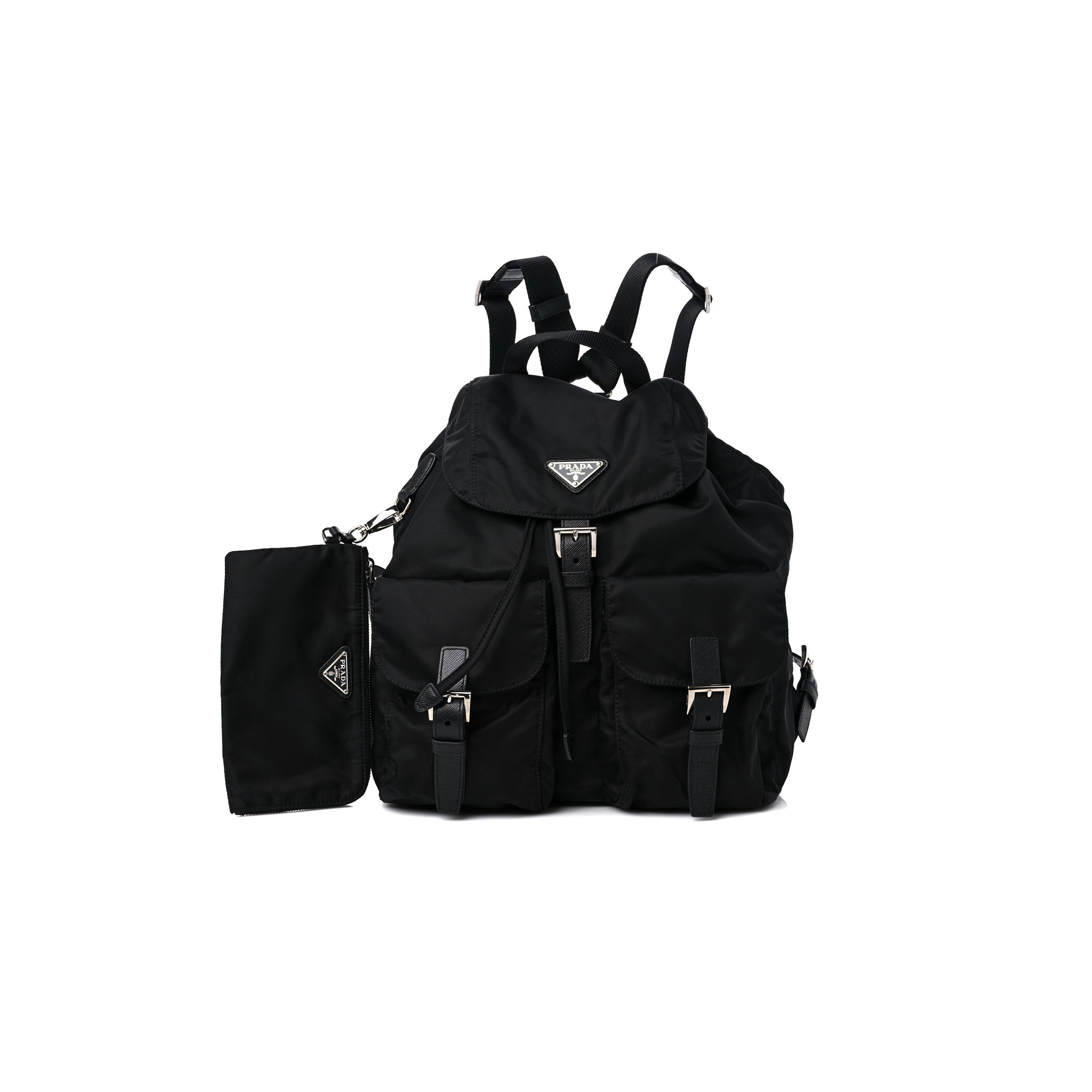 PRADA RE-NYLON TESSUTO SAFFIANO MEDIUM BACKPACK BLACK (30*30*15cm)