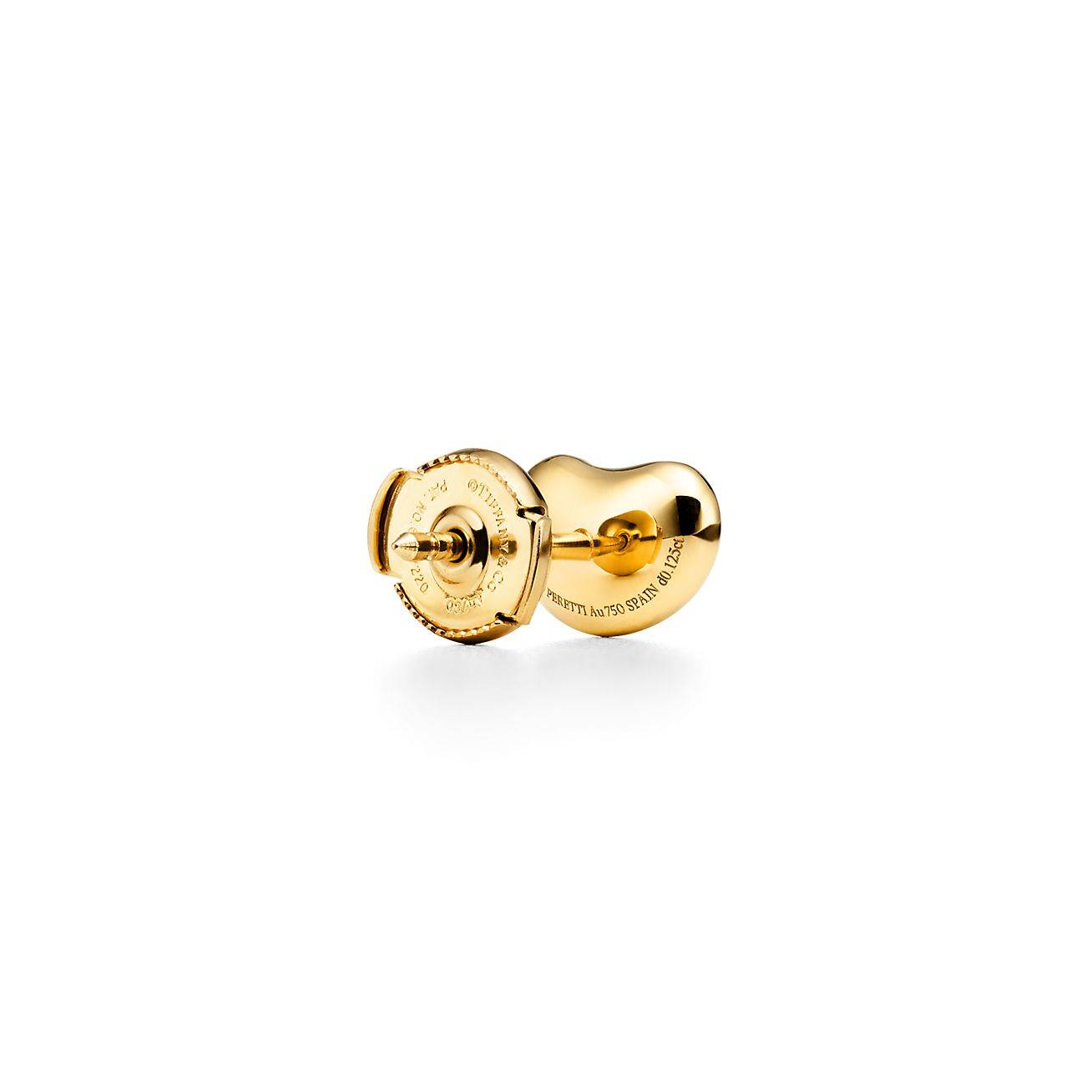 TIFFANY ELSA PERETTI® BEAN® DESIGN EARRINGS IN YELLOW GOLD WITH PAVÉ DIAMONDS, 9 MM