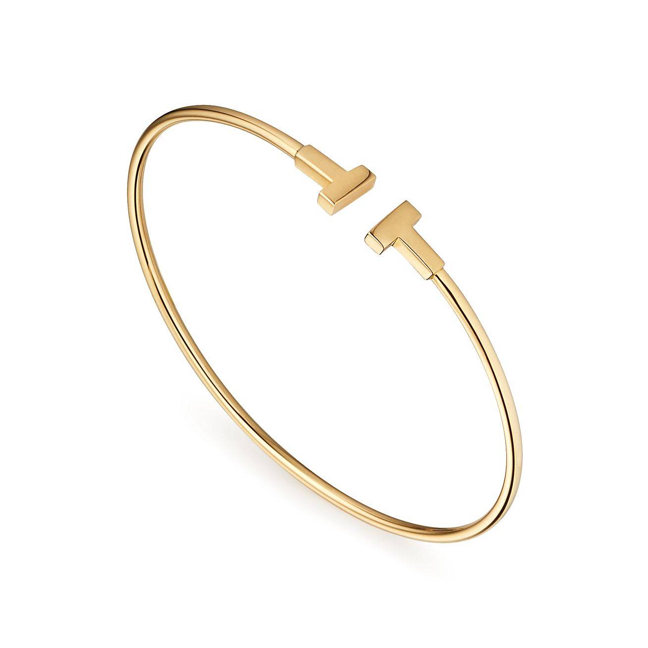 Tiffany T Narrow Wire Bracelet in 18k Gold