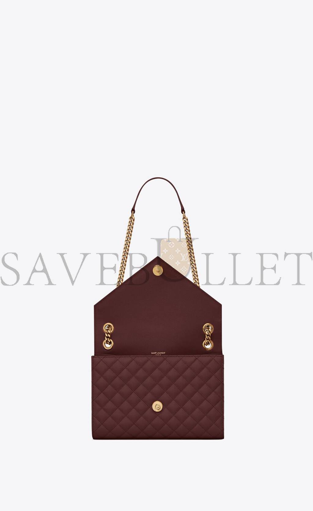 YSL ENVELOPE MEDIUM CHAIN BAG IN MIX MATELASS&EACUTE; GRAIN DE POUDRE EMBOSSED LEATHER 600185BOW916475 (24*17.5*6cm)