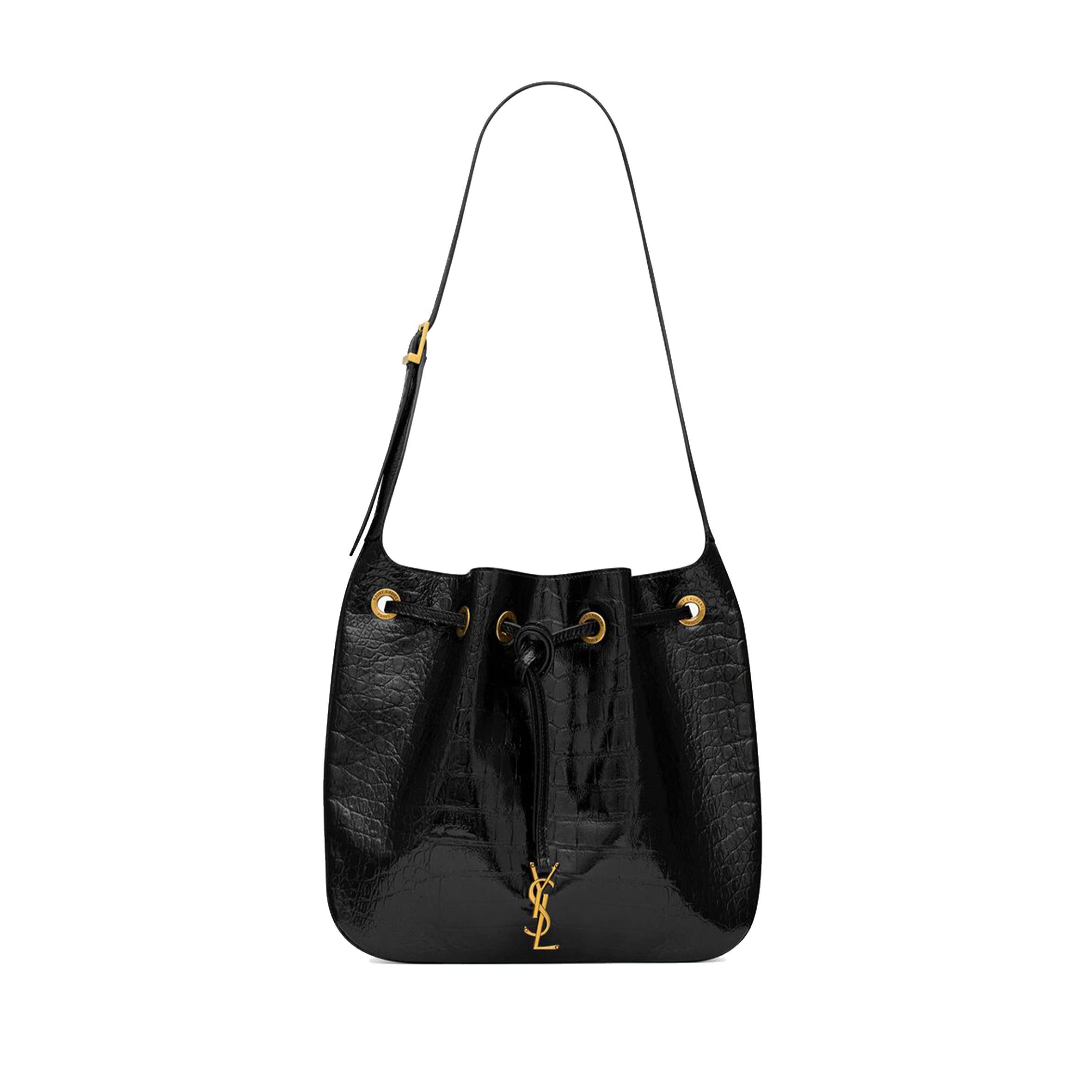 YSL PARIS VII MEDIUM HOBO BAG IN CROCODILE-EMBOSSED PATENT LEATHER 697918AAAY31000 (38*30*2cm)