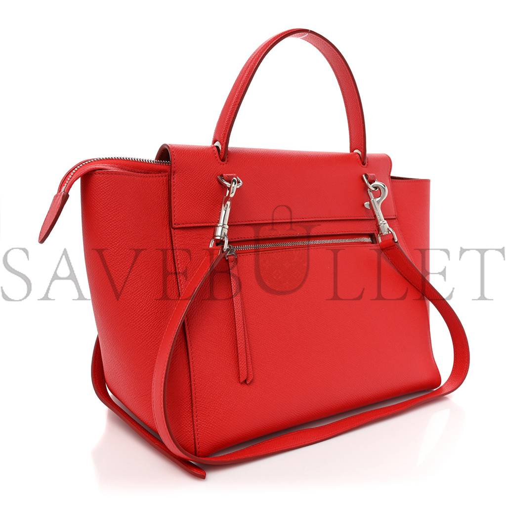 CELINE GRAINED CALFSKIN MINI BELT BAG COQUELICOT (32*30*18cm)