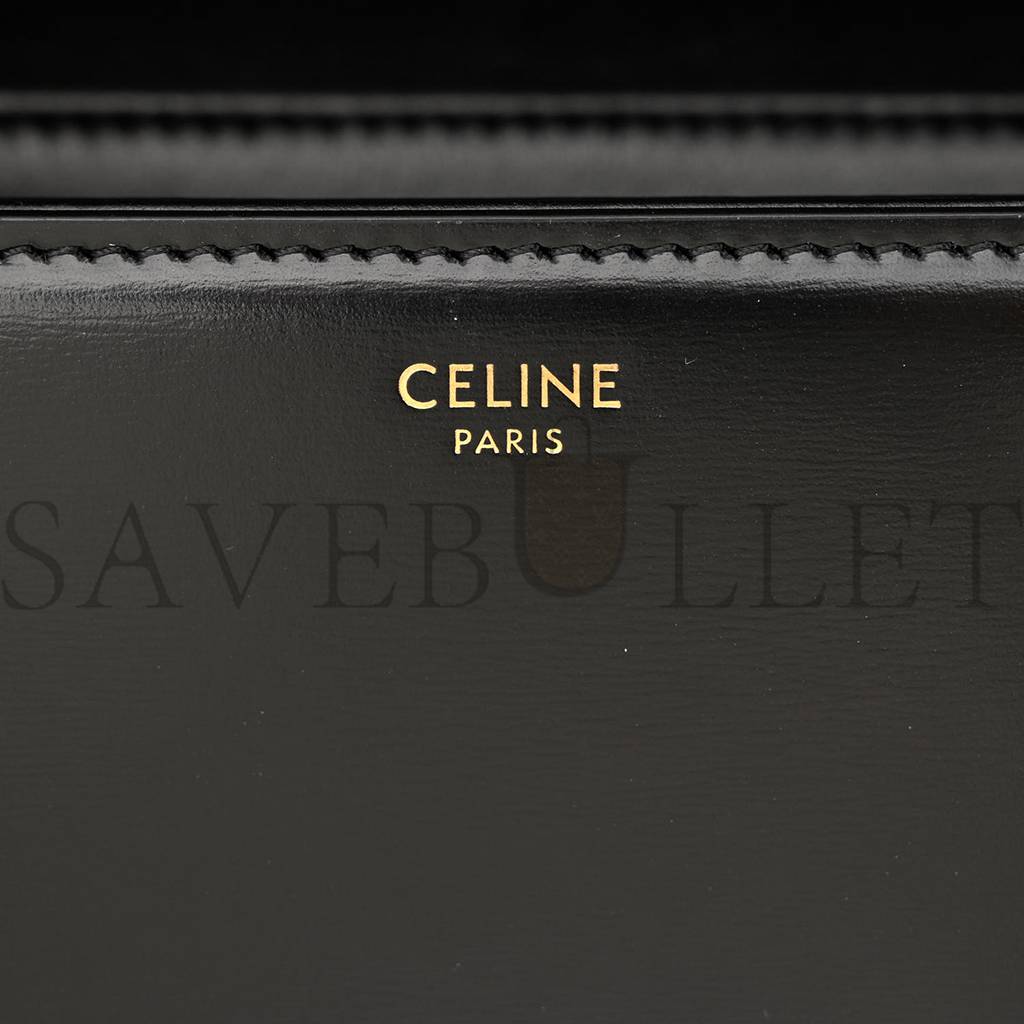 CELINE SHINY CALFSKIN TEEN TRIOMPHE BLACK (18*14*6cm)