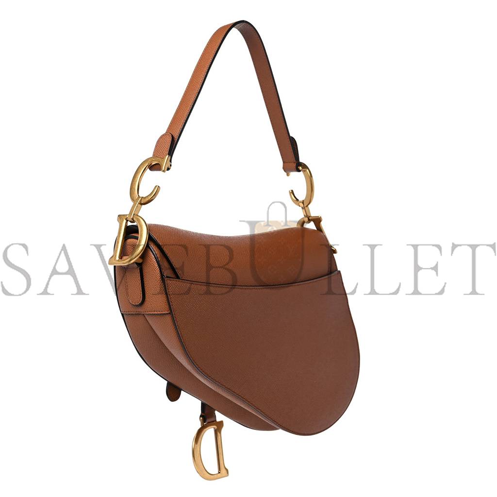 DIOR GRAINED CALFSKIN SADDLE BAG CAMELLO (24*20*6.4cm)