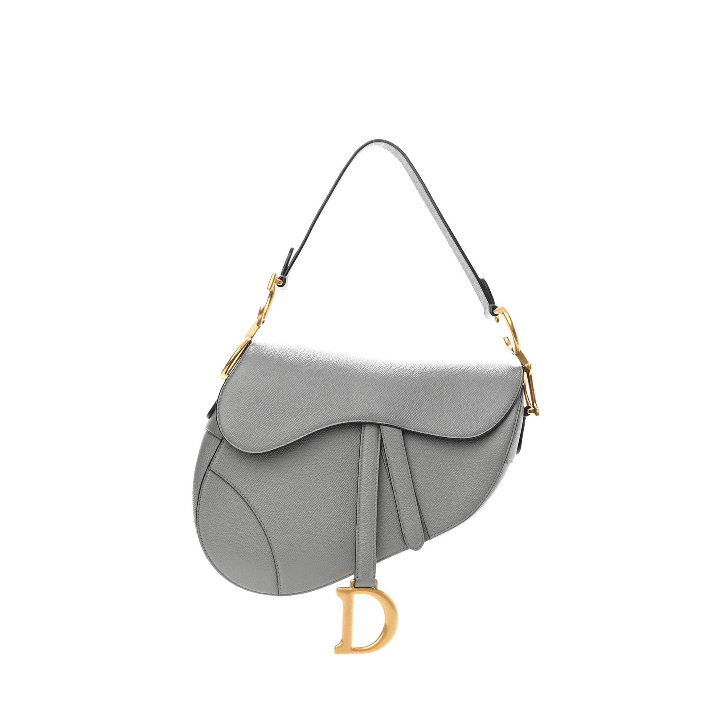 DIOR GRAINED CALFSKIN SADDLE BAG GREY (24*22*7cm)